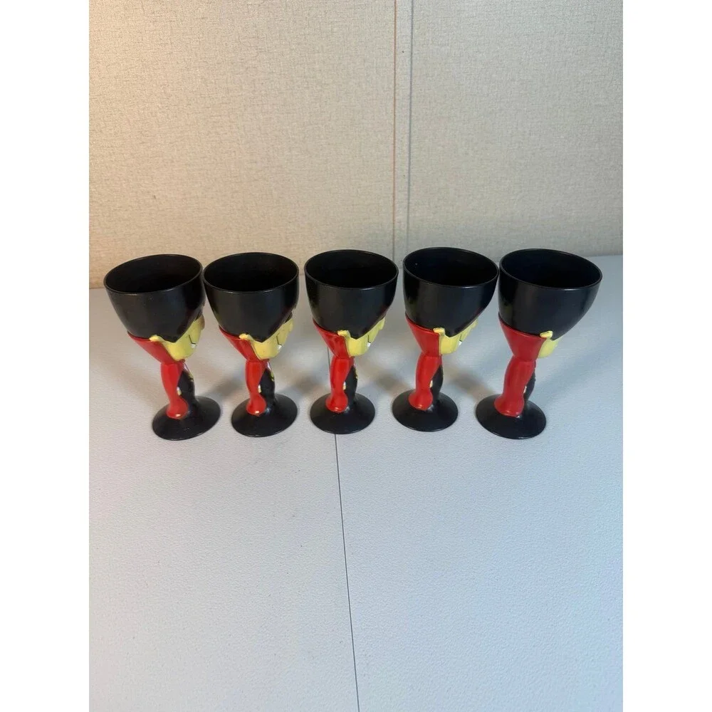 Halloween Fall Plastic Vampire Dracula Plastic Drinking Stem 5 Goblets Cups 7.5”
